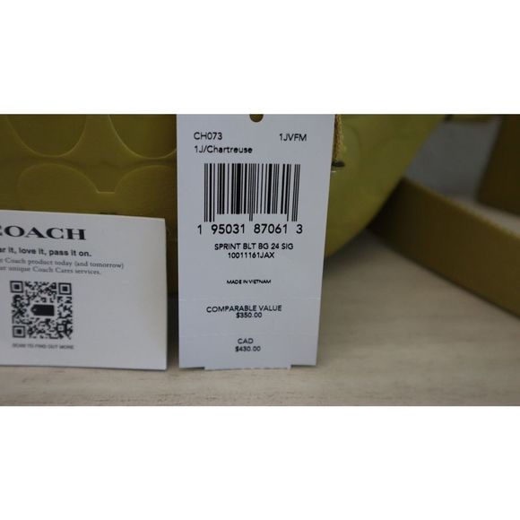 Coach CH073 Women's Chartreuse Signature Leather Sprint Mini Belt Bag $350 - Picture 16 of 16